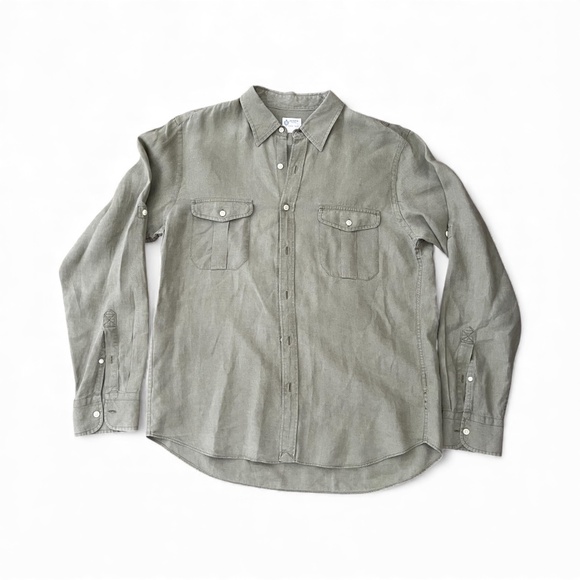 J. Crew Other - EUC - J.Crew Men's Olive Green Linen Military Shirt Size L